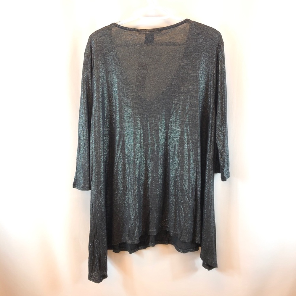 American Rag Blouse Metallic Black 3/4 Sleeve